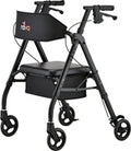 Rollator walker with seat and brakes
